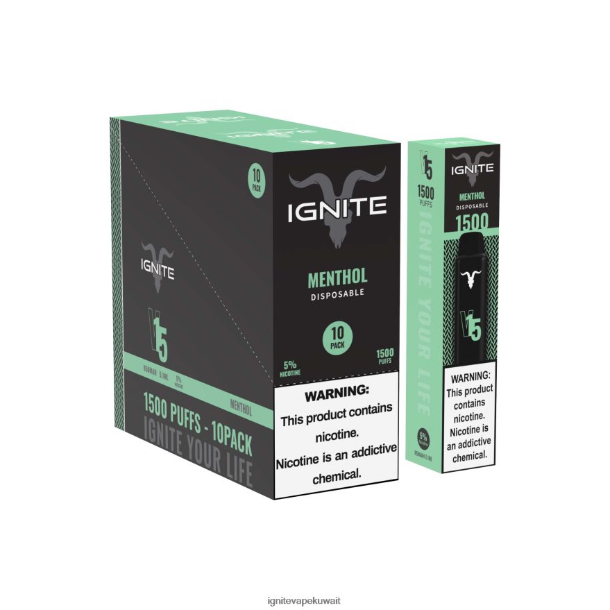 684H28103 IGNITE V15 قلم فيب 10 عبوات المنثول - Ignite Vape Shop