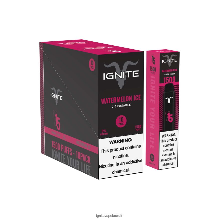 684H28106 IGNITE V15 قلم فيب 10 عبوات ثلج البطيخ - Ignite Vapes for Sale