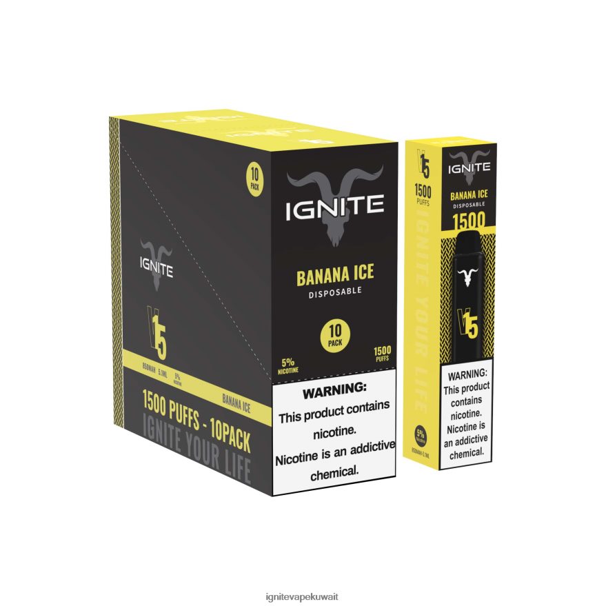 684H2811 IGNITE V15 قلم فيب 10 عبوات جليد الموز - Ignite Kuwait