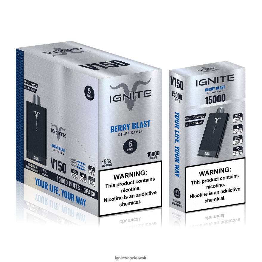 684H2810 IGNITE V150 قلم vape 5 عبوات خليط التوت - Ignite Disposable Vape