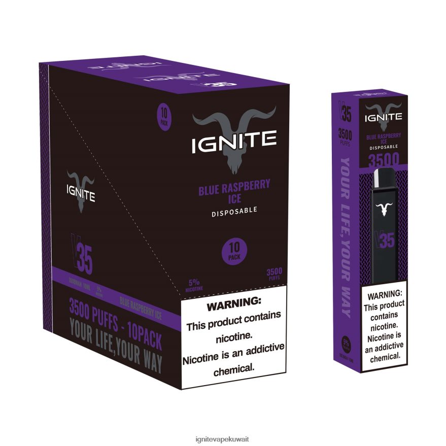 684H28120 IGNITE V35 قلم فيب 10 عبوات جليد التوت الأزرق - Ignite Disposable Vape
