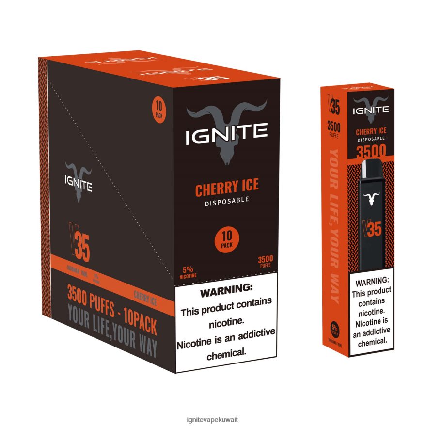684H28121 IGNITE V35 قلم فيب 10 عبوات جليد الكرز - Ignite Kuwait