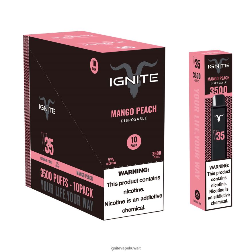 684H28124 IGNITE V35 قلم فيب 10 عبوات مانجو خوخ - Ignite Vape Price
