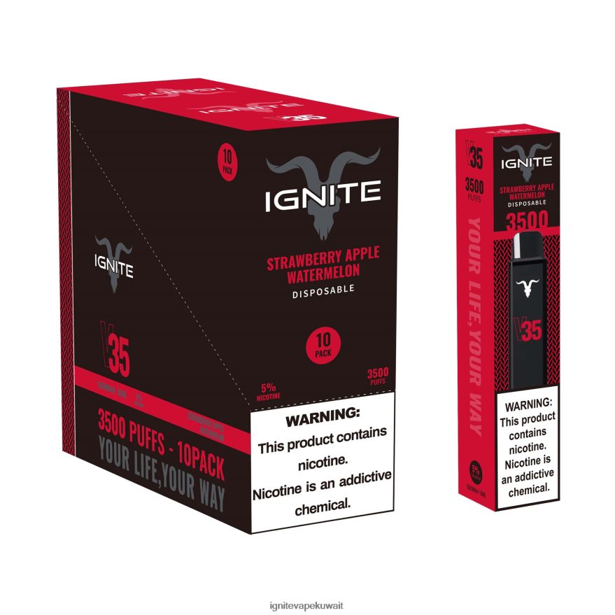 684H28126 IGNITE V35 قلم فيب 10 عبوات الفراولة التفاح البطيخ - Ignite Vapes for Sale