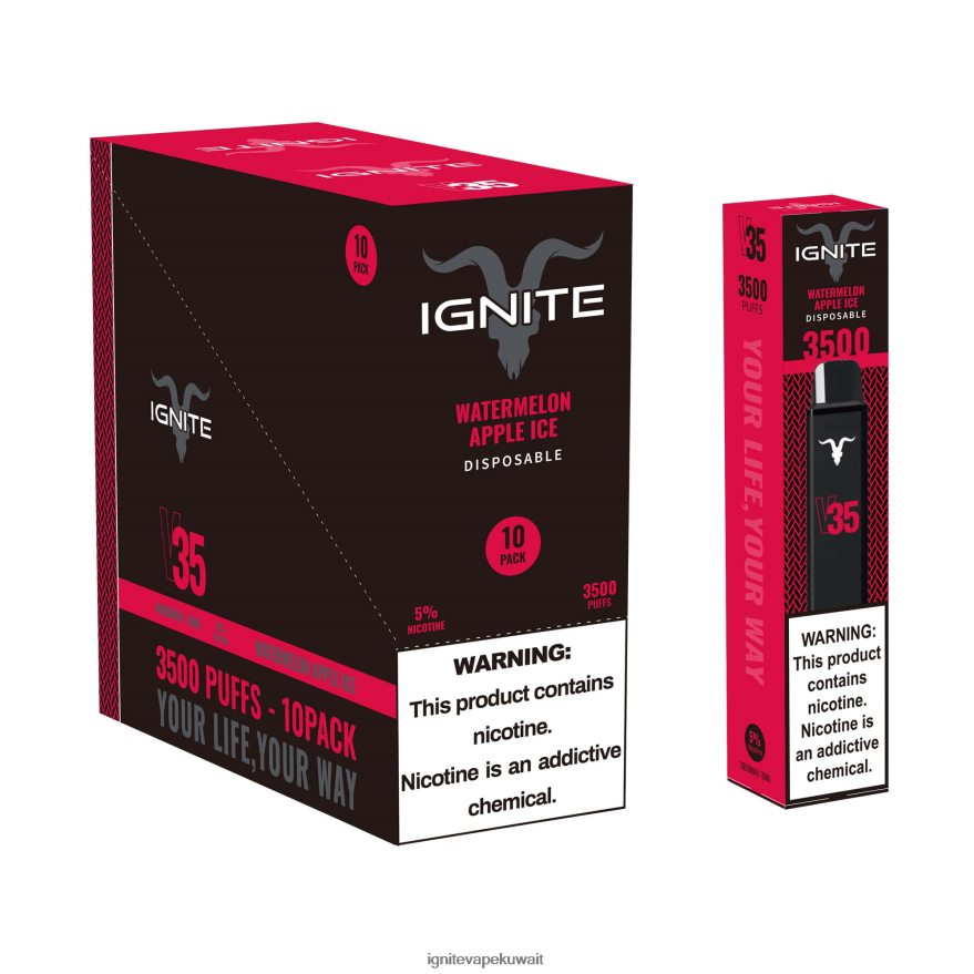 684H28129 IGNITE V35 قلم فيب 10 عبوات ثلج التفاح بالبطيخ - Ignite Puff Price