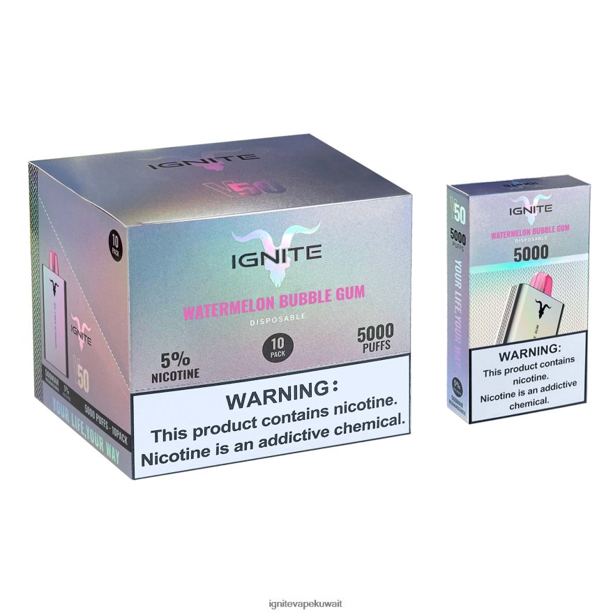684H28150 IGNITE V50 قلم فيب 10 عبوات علكة البطيخ - Ignite Disposable Vape