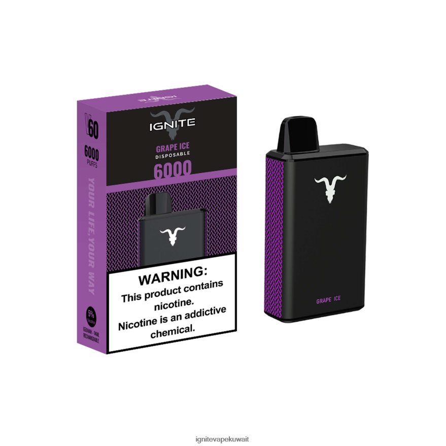 684H2832 IGNITE V60 قلم vape جليد العنب - Ignite Vape Kuwait