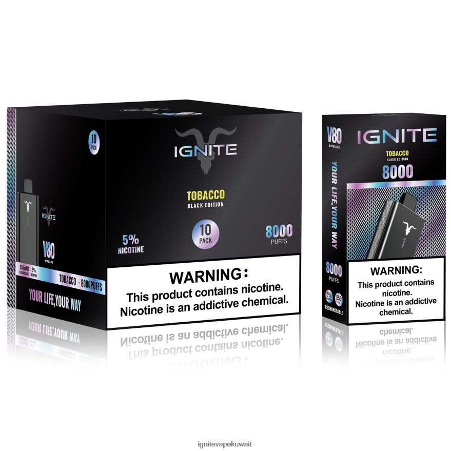 684H284 IGNITE V80 قلم فيب 10 عبوات التبغ - Ignite Vape Price